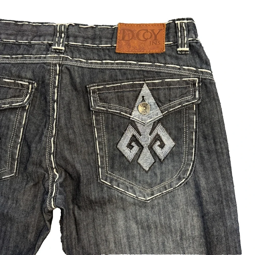 D Coy JNS Men Sz 36x31 Y2K Skater Gray Denim Jean Heavy White Stitching